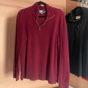 Polo Quarter Zip. Maroon Size Large